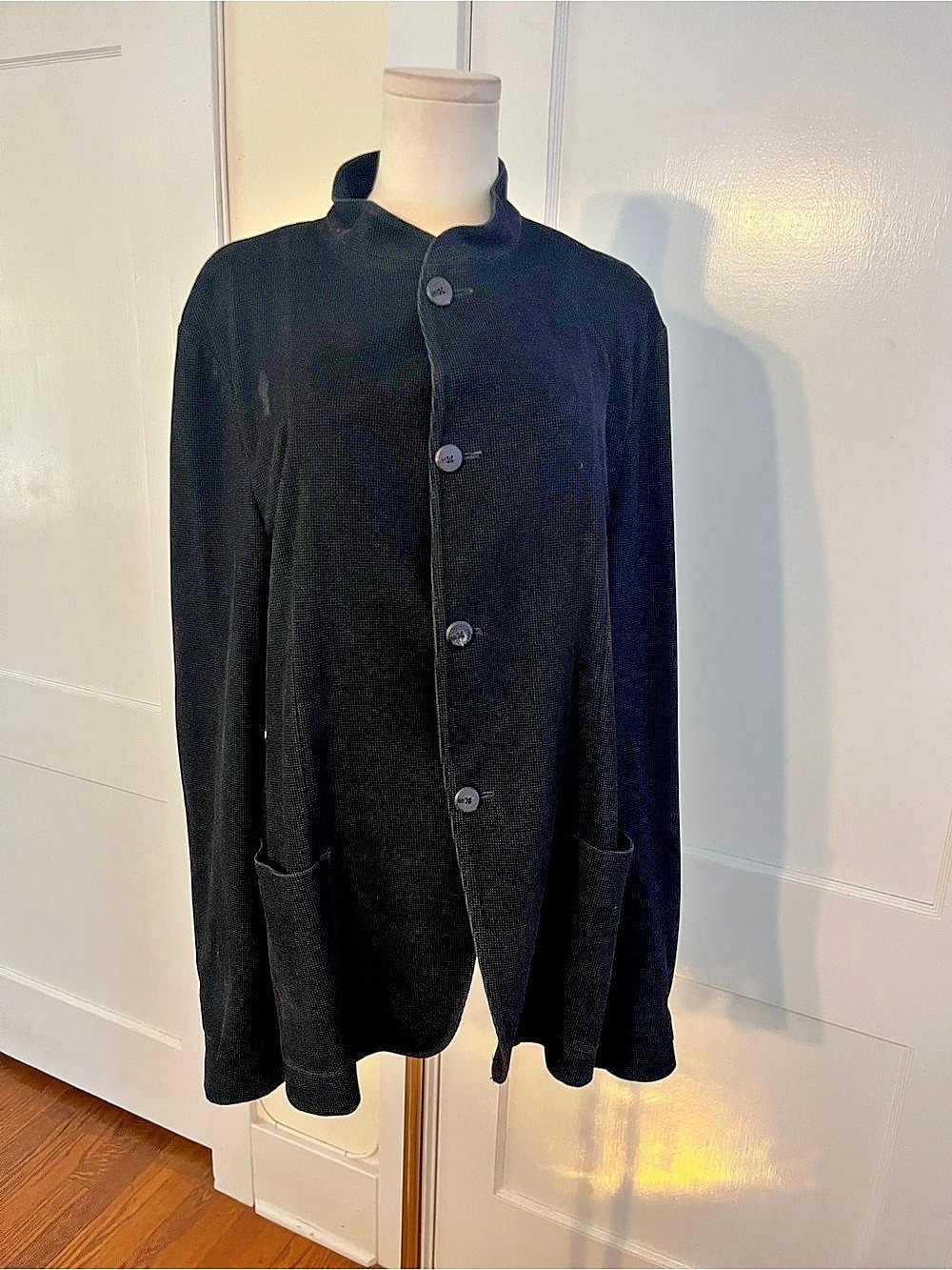 Quiet Luxury Armani Collezioni Dark Olive Green Textured Jacket | Italian Minima
